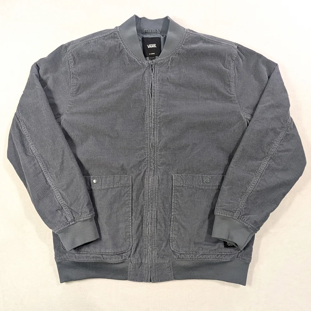 Vans‎ Carlson Corduroy Bomber Jacket Quilted Blue Gray XL